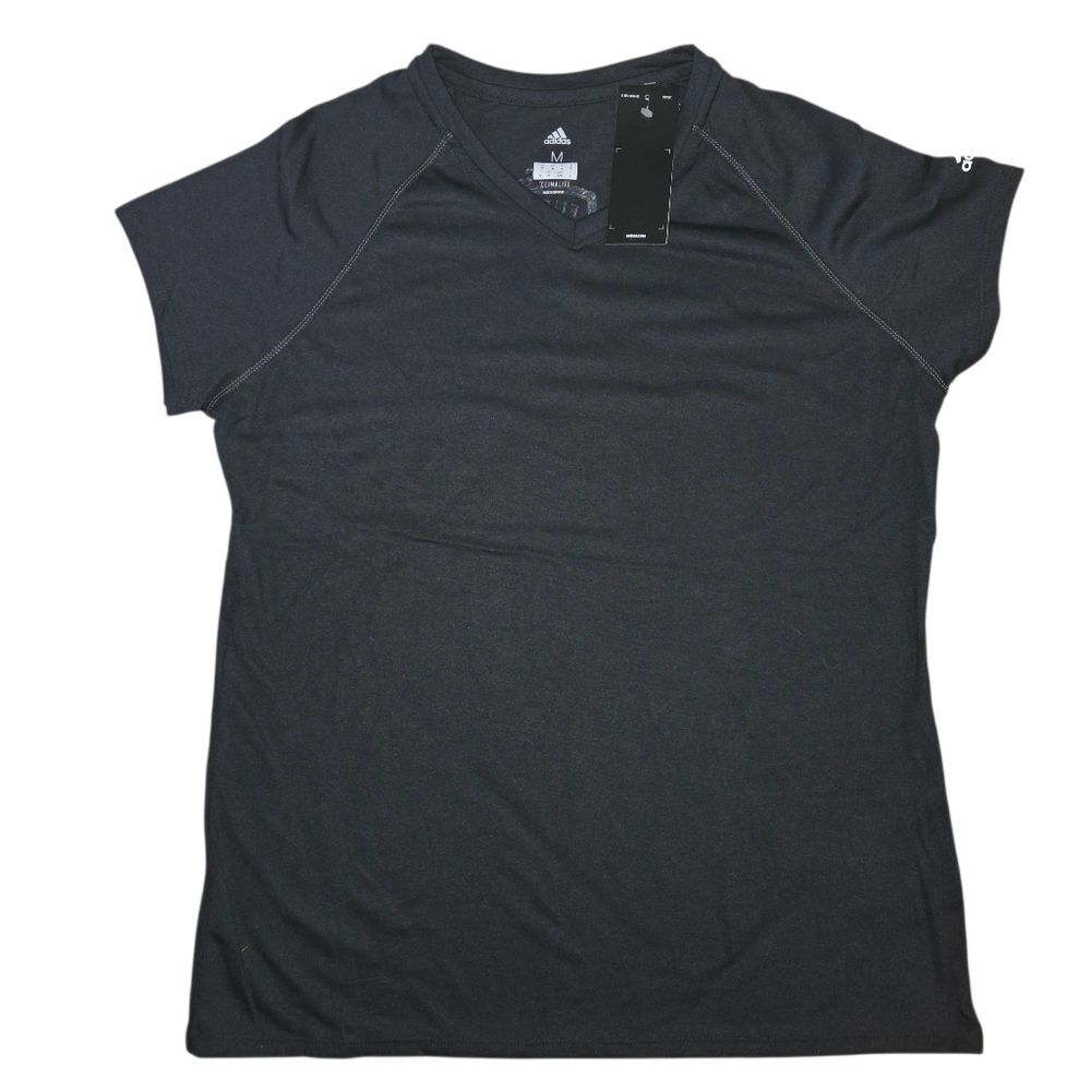 Adidas Women's Climalite Black V-neck  Short Sleeve Running T-shirt Size Medium